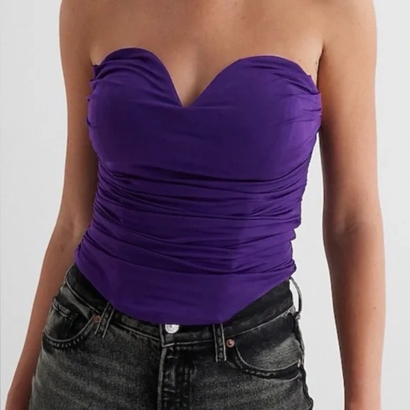 NWT Express Purple Body Contour Strapless Top, Size M - Picture 1 of 6